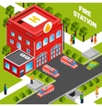 fire department building isometric concept vector image vector image