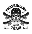 skull in helmet with wrench in teeth emblem vector image vector image