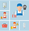 working male electrician with electrical tools vector image
