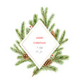 watercolor christmas frame with fir vector image