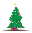 christmas tree with star and decorations vector image vector image