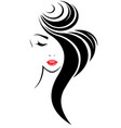 long hair style icon logo women face vector image