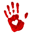 hand print with heart icon vector image
