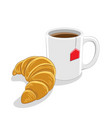 croissant and coffee mug breakfast vector image