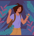 girl travel in forest vector image vector image