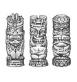 set of tiki wooden idol masks design element vector image