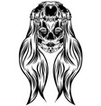 a day dead girl with head animal skull vector image vector image