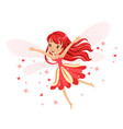 Beautiful smiling pink fairy girl flying colorful Vector Image