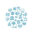 big computer data outline icons in circle vector image