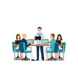 business man presenting with laptop computer vector image