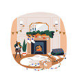 christmas home living room with socks vector image vector image