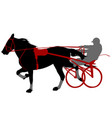horse and jockey harness racing silhouette vector image