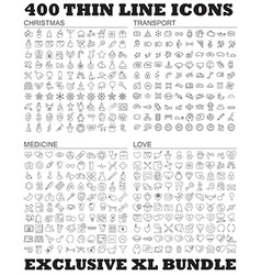 400 thin line icons bundle vector image