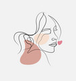 woman face line art flourish vector image