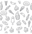 hand drawn seamless pattern with sweets cupcakes vector image
