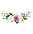 lush english rose bouquets with leaves hand drawn vector image