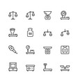 scales and weighing icon set in thin line style vector image vector image