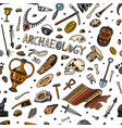 archeology seamless pattern tools and science vector image