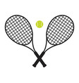 crossed tennis rackets and ball vector image vector image