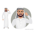 evil arab man character threatens with his vector image