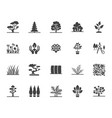 trees flat glyph icons set plants landscape vector image