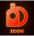 glowing neon dishwashing liquid bottle and plate vector image