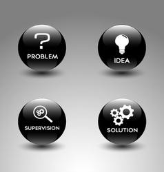 Problem and solution icons Royalty Free Vector Image