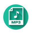 white mp3 file document icon download button vector image