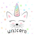 cute unicorn cat meow vector image vector image
