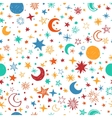 seamless pattern with handdrawn stars and moons vector image vector image