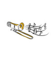 hand drawn trumpet black and white isolated vector image
