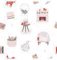 hygge seamless pattern with cozy things - chimney vector image vector image