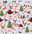 merry christmas seamless pattern with santa claus vector image