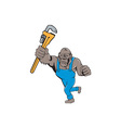 angry gorilla plumber monkey wrench isolated vector image