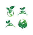 earth leaf logo design template vector image