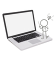 a laptop with man reading vector image