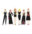 attractive women in elegant black dresses vector image