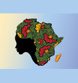 concept african woman face profile africa map vector image vector image
