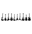 rock guitar silhouette musical string instruments vector image vector image