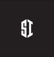 si logo monogram with hexagon shape style design vector image