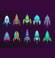 cartoon space rockets space ships icons vector image