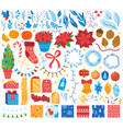 christmas decoration symbols new year design icons vector image