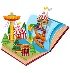 Open book fun park theme Royalty Free Vector Image