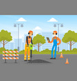 road worker in overalls and safety helmet vector image