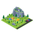 camping site - modern colorful isometric vector image