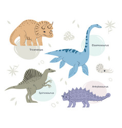 different dinosaurs - set flat design style vector image vector image