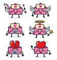 set envelopes love character design vector image