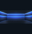 empty room with neon light and blue walls vector image