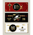 happy china new year monkey 2016 label banner set vector image vector image