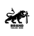 modern panther guardian with sword logo vector image